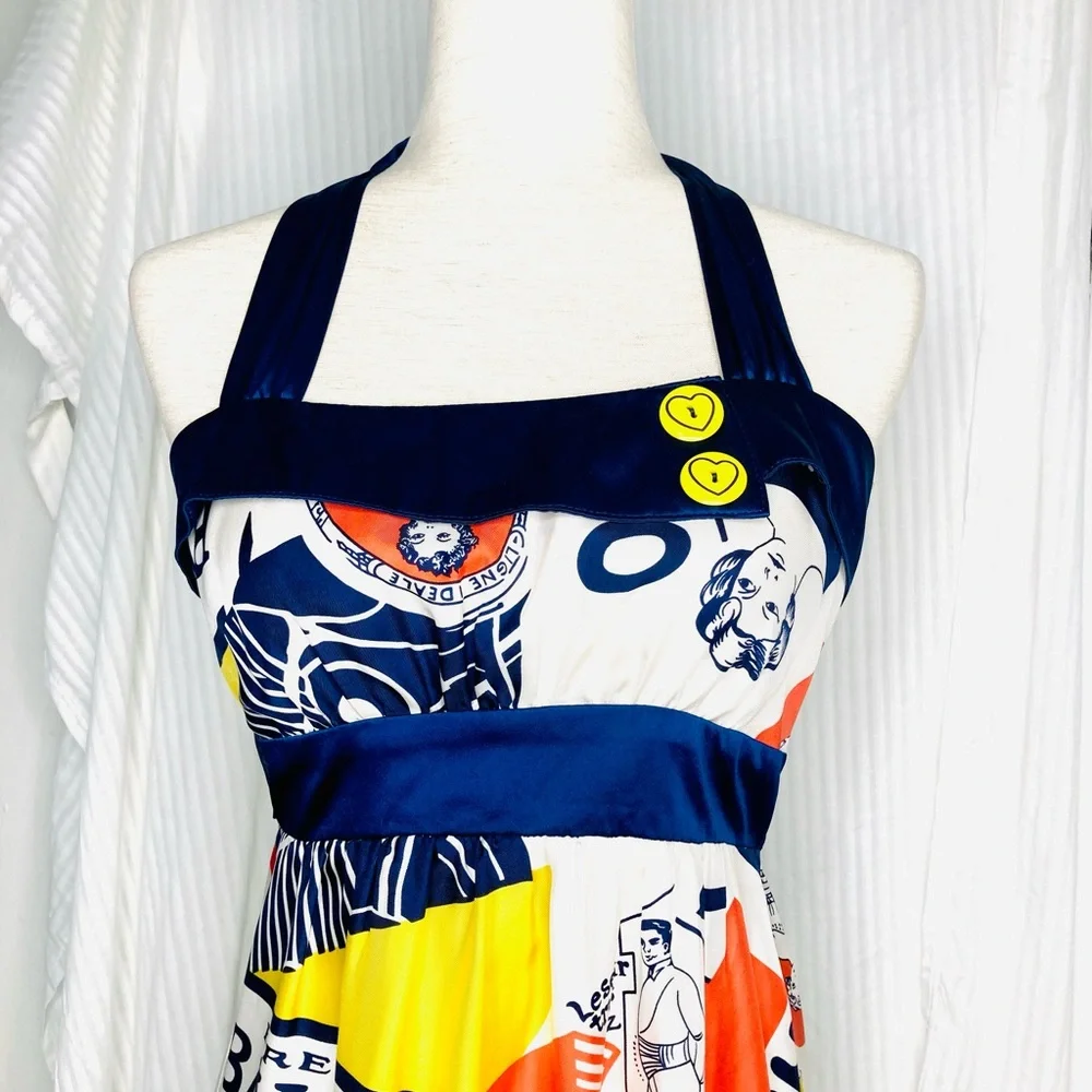 SOLD Voom by Joy Han 100% Silk Halter Dress, Sz Small - Picture 2 of 7
